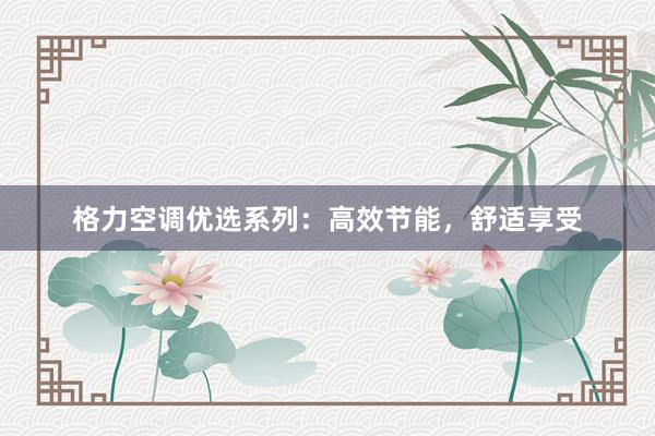 格力空调优选系列：高效节能，舒适享受